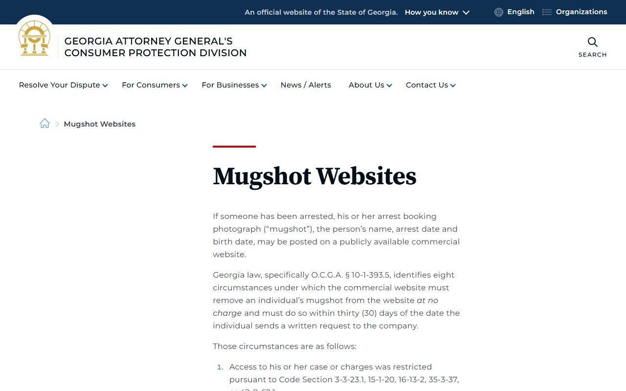 Quitman County jail mugshots Georgia mugshot website removal law